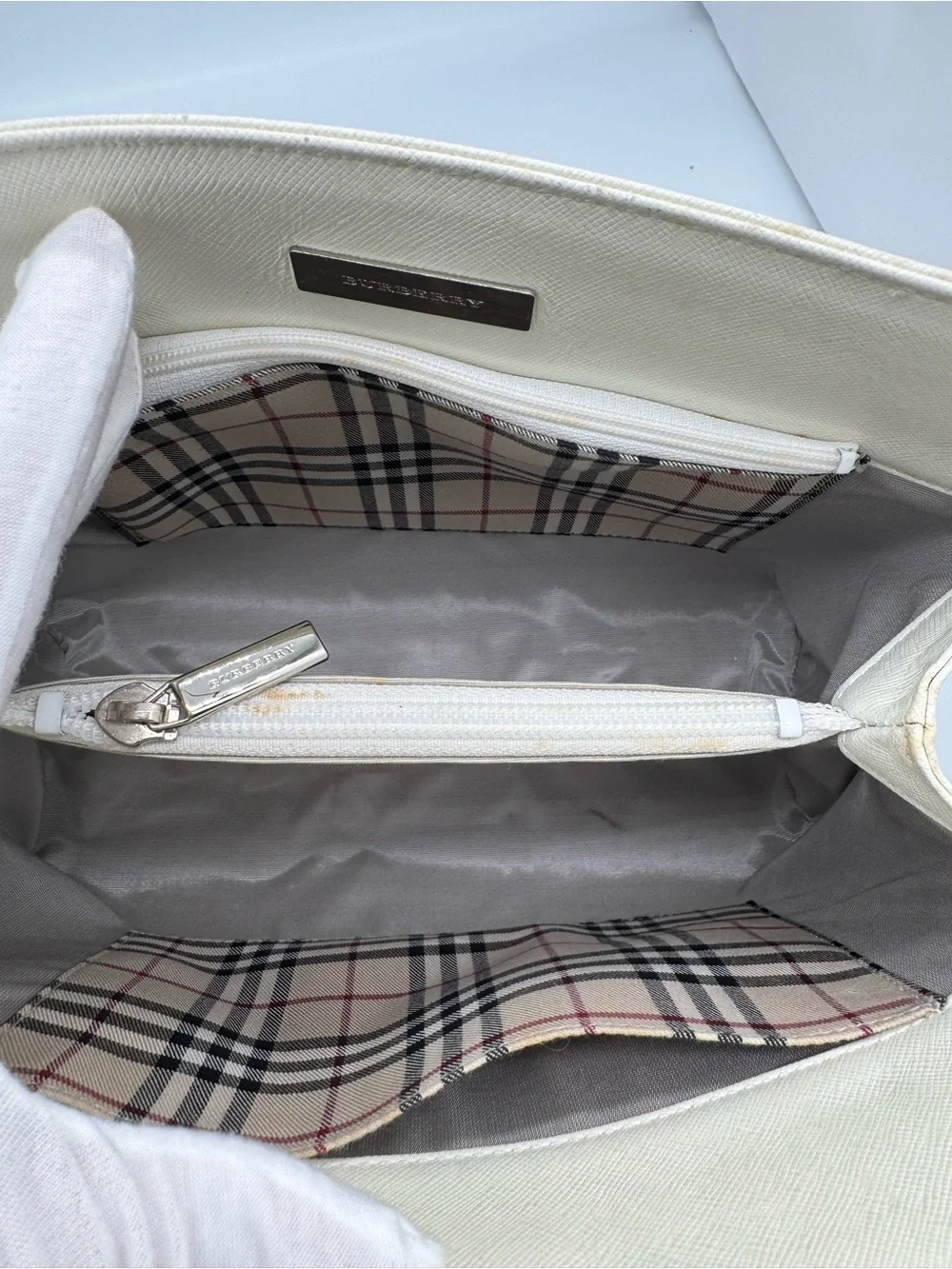 Burberry white satchel early 2000’s‎ purse